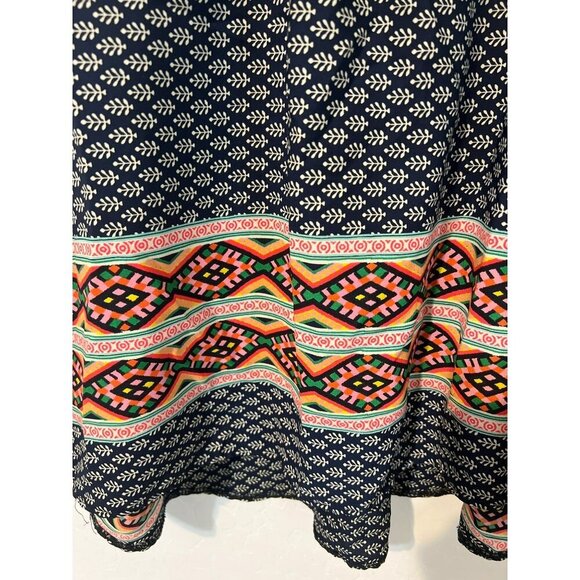 Zenobia Sz XL Black White Novelty Leaf Printed Tank Top Flowy Boho - Picture 4 of 7